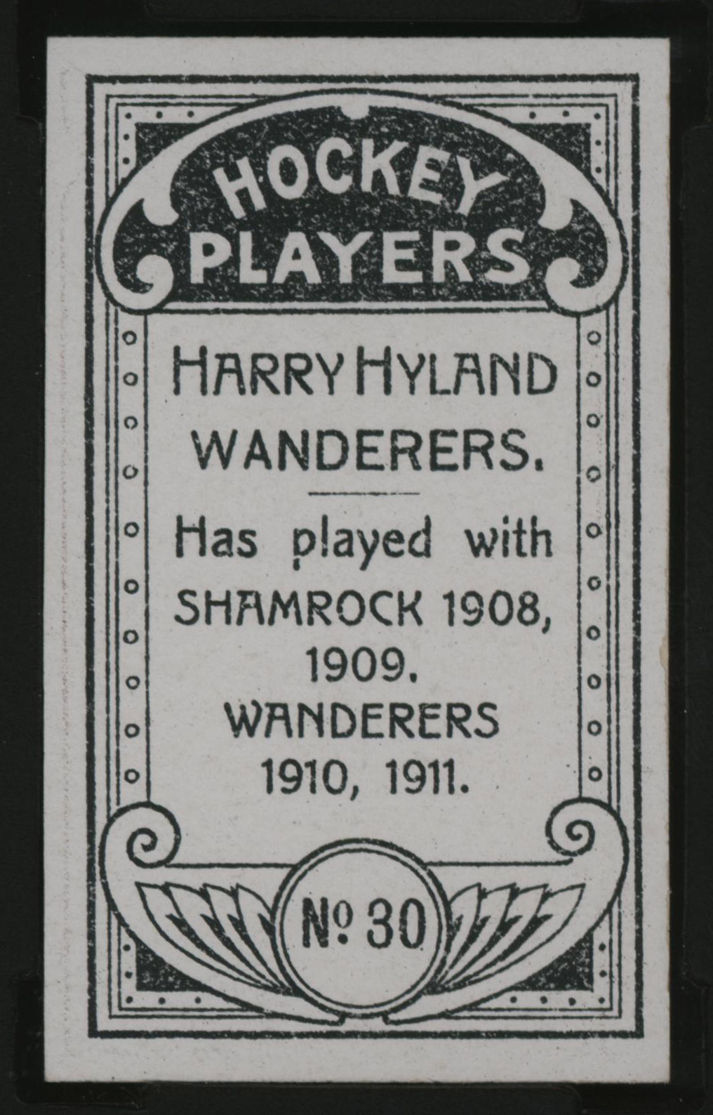 1911-1912 C55 Imperial Tobacco Hockey #30 Harry Hyland - Issued Back