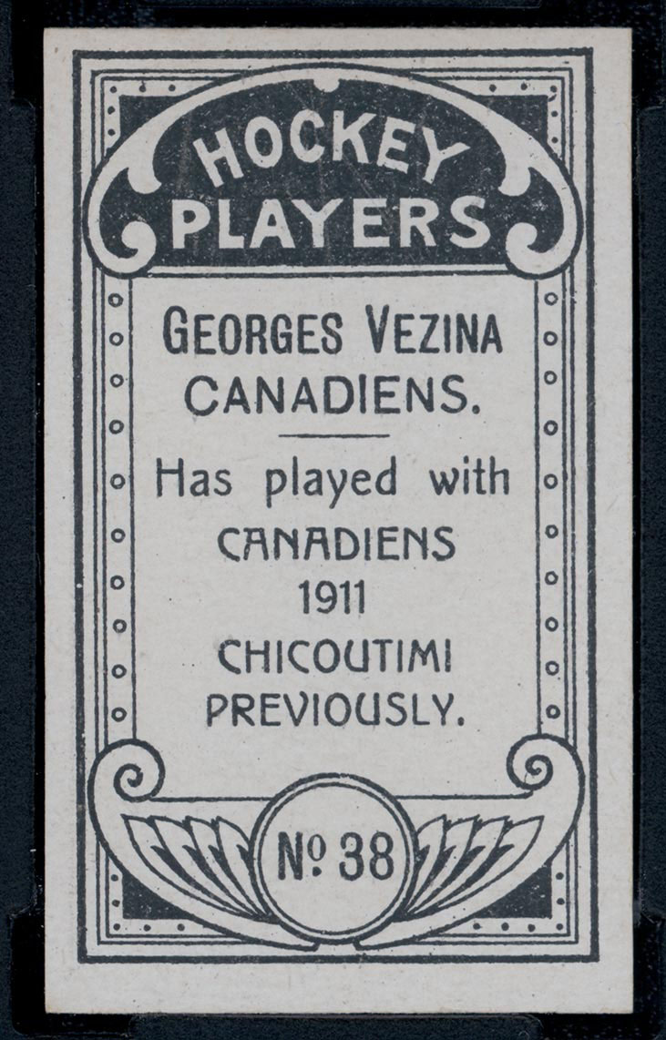 1911-1912 C55 Imperial Tobacco Hockey #38 Georges Vezina - Issued Back