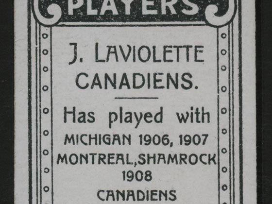1911-1912 C55 Imperial Tobacco Hockey #45 Jack Laviolette - Issued Detail