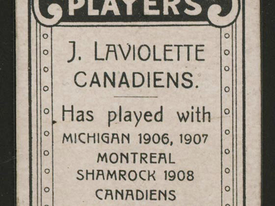 1911-1912 C55 Imperial Tobacco Hockey #45 Jack Laviolette - Proof Detail